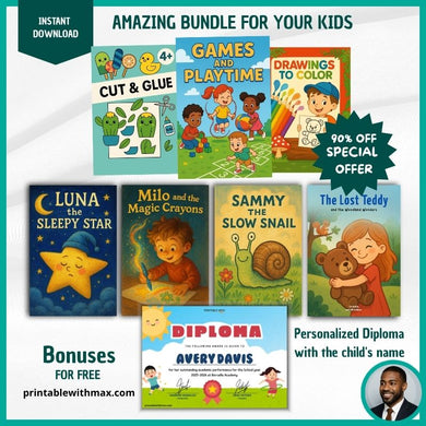 Ultimate Kids Activity & Story Book Bundle – 8 Books + FREE Personalized Diploma