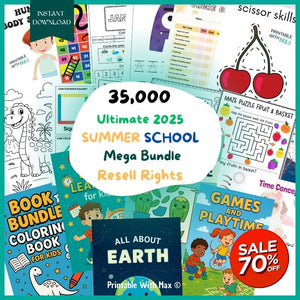 35,000+ Printable Kids Learning & Coloring Pages | Summer Mega Bundle 2025 | PLR Resell